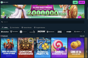 image of mega dice casino website